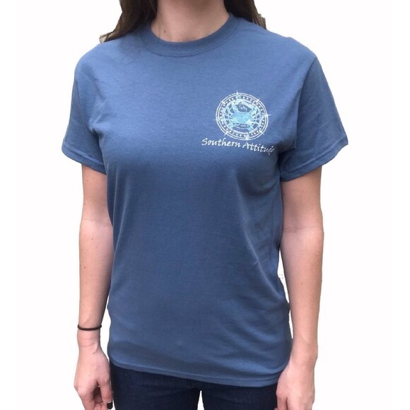 Salty Deal With It Crab Compass Short Sleeve T-Shirt NEW Fast Ship - Picture 2 of 5